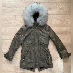 SAM Waxed Olive Jacket with fur hoodie